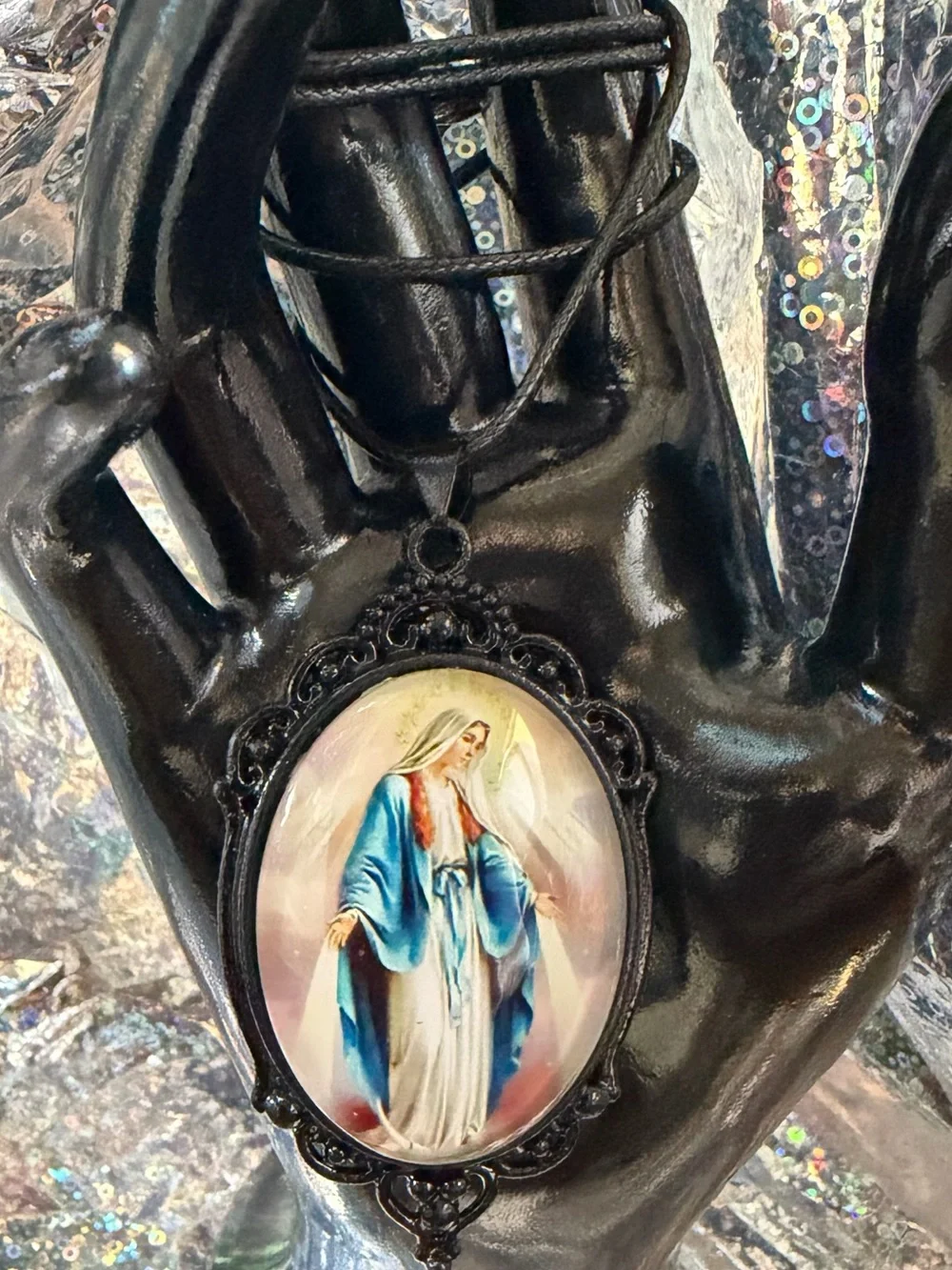 Vintage-Style Our Lady of Grace Virgin Mary Pendant Necklace